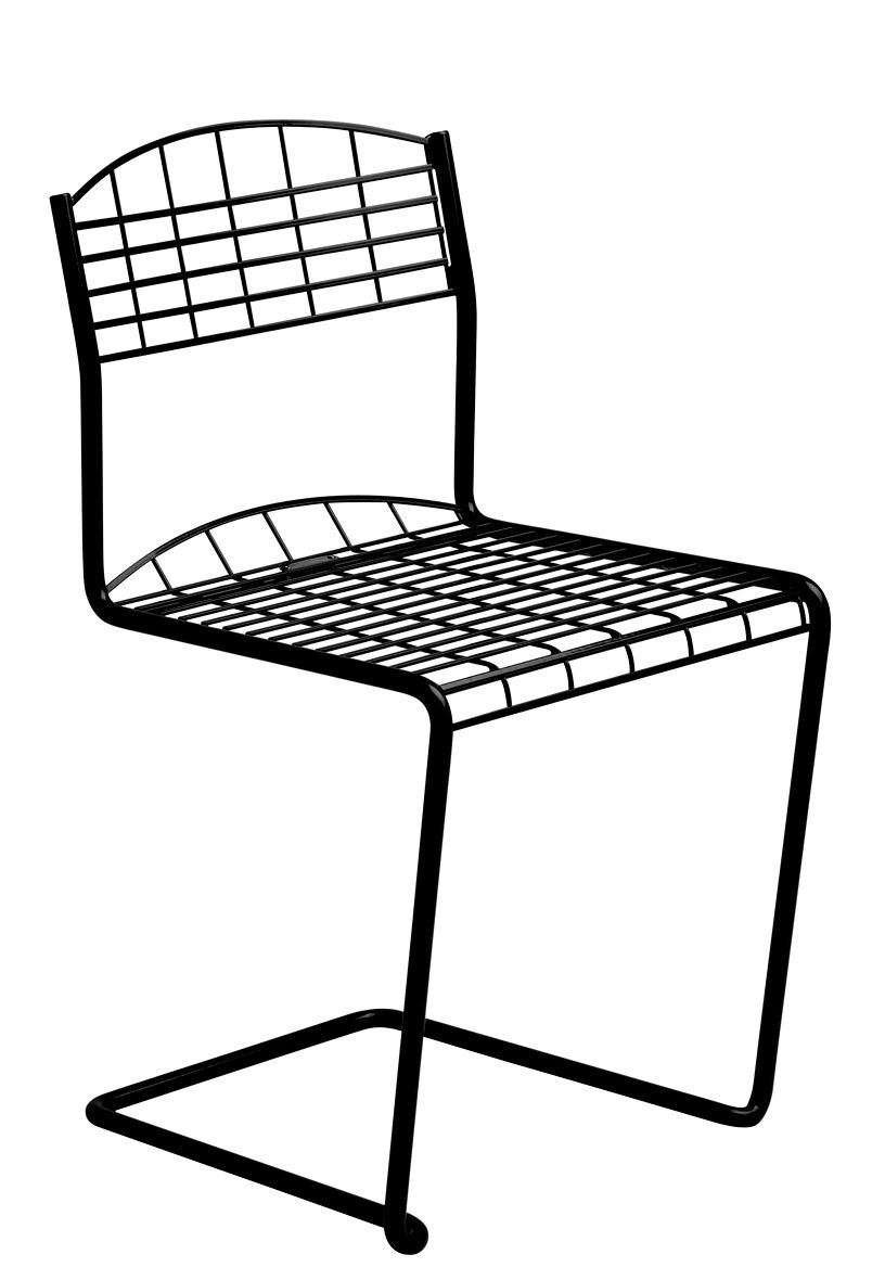 Schwarzer High Tech Chair Stuhl von Grythyttan Stalmöbler, moderner Outdoor Stuhl aus Stahl.