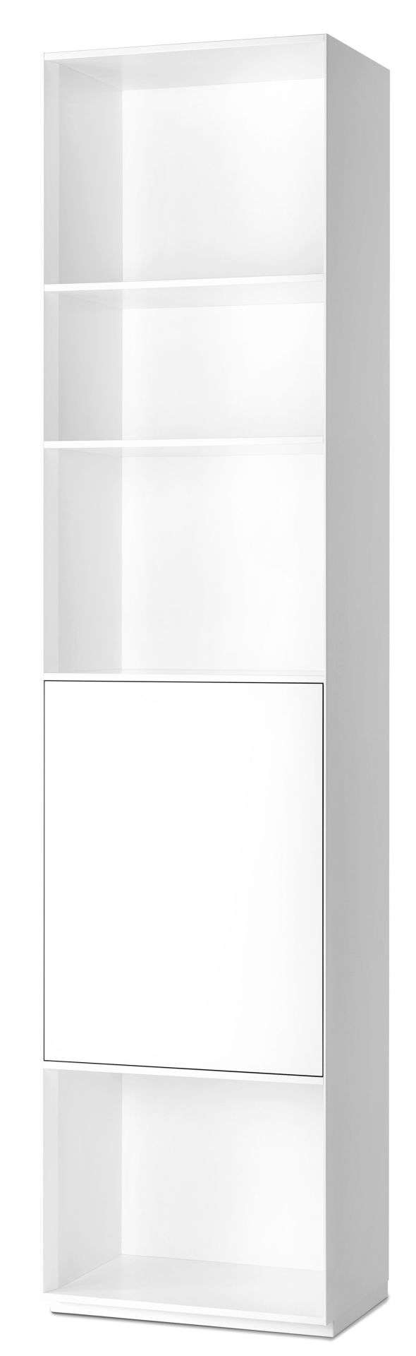 Weißes Nex Pur Regal von Piure mit Tür unten und Fachboden für moderne Wohnräume.