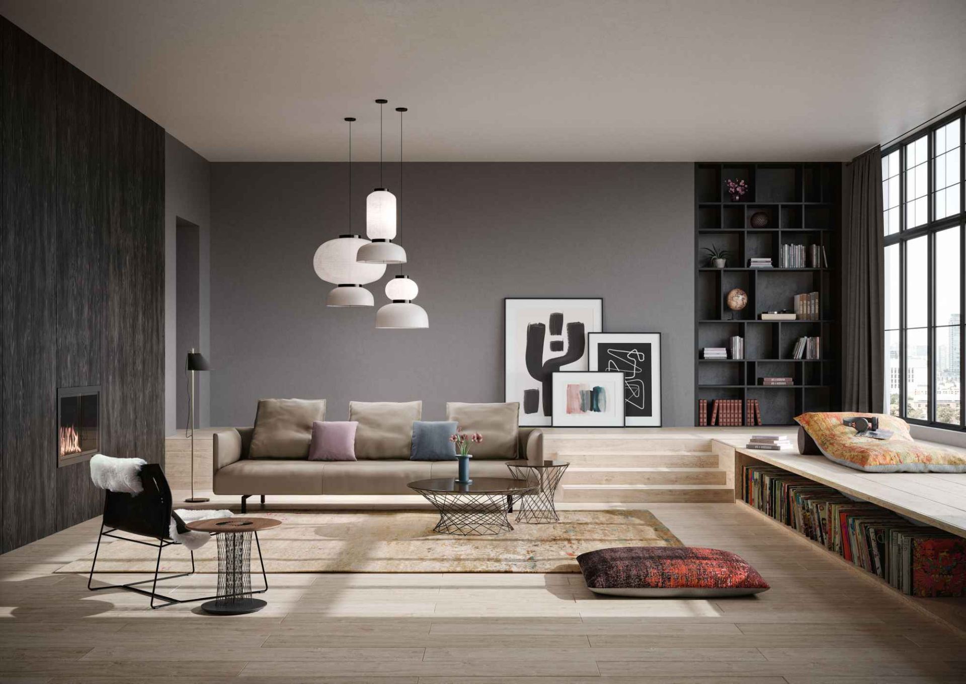 Wohnzimmer mit Muud Sofa von Walter Knoll, modern und freistehend.