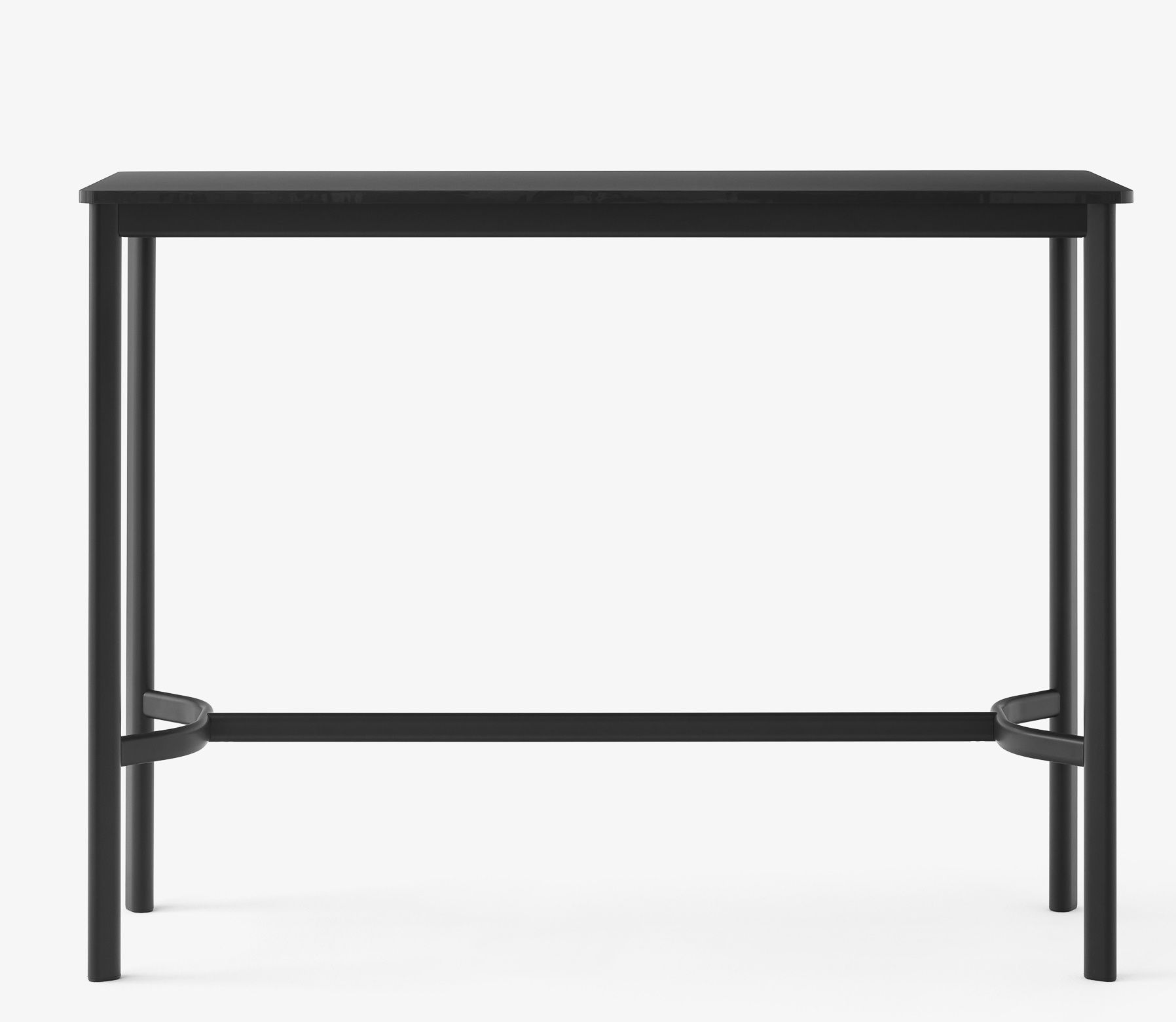 AndTradition Drip High Table Stehtisch in Schwarz, minimalistisches Design mit Fußstütze für Bar oder Küche.