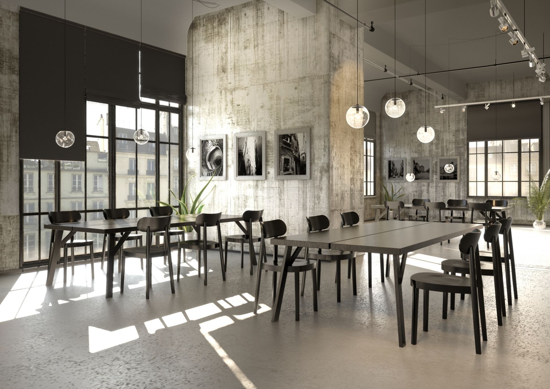 Bild eines Holzstuhl 118 M (Thonet) in Nussbaum in einem modernen Loft-Ambiente.