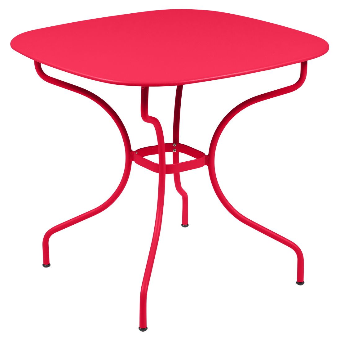 Roter Fermob Opéra+ Carronde Gartentisch, quadratisch, 82x82 cm, ideal für den Außenbereich und stilvolle Terrassenmöbel.
