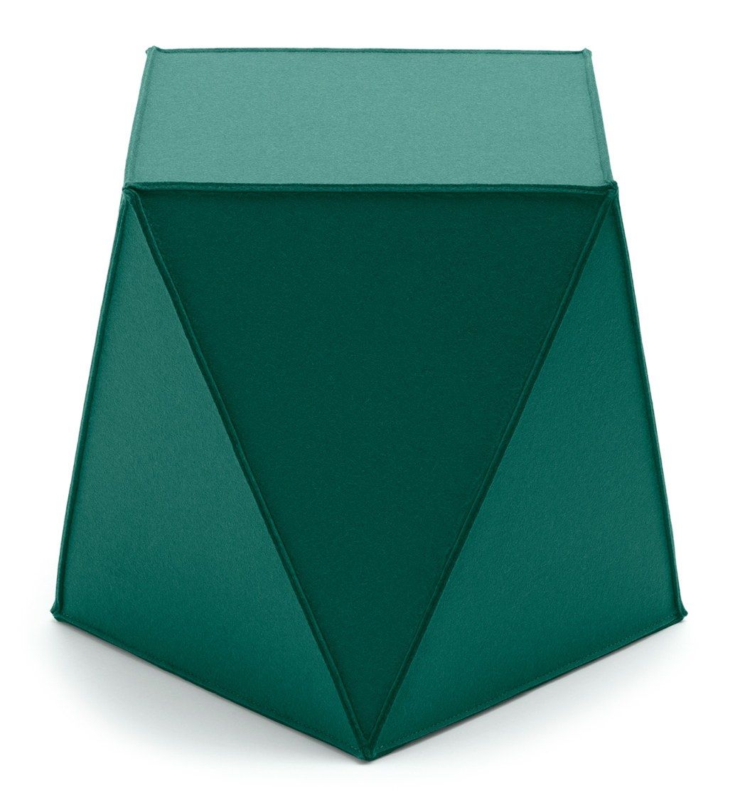 Brilli Sitzmöbel von HEY-SIGN, ein grüner, moderner Hocker aus Filz, ideal als Sitzgelegenheit oder Beistelltisch.