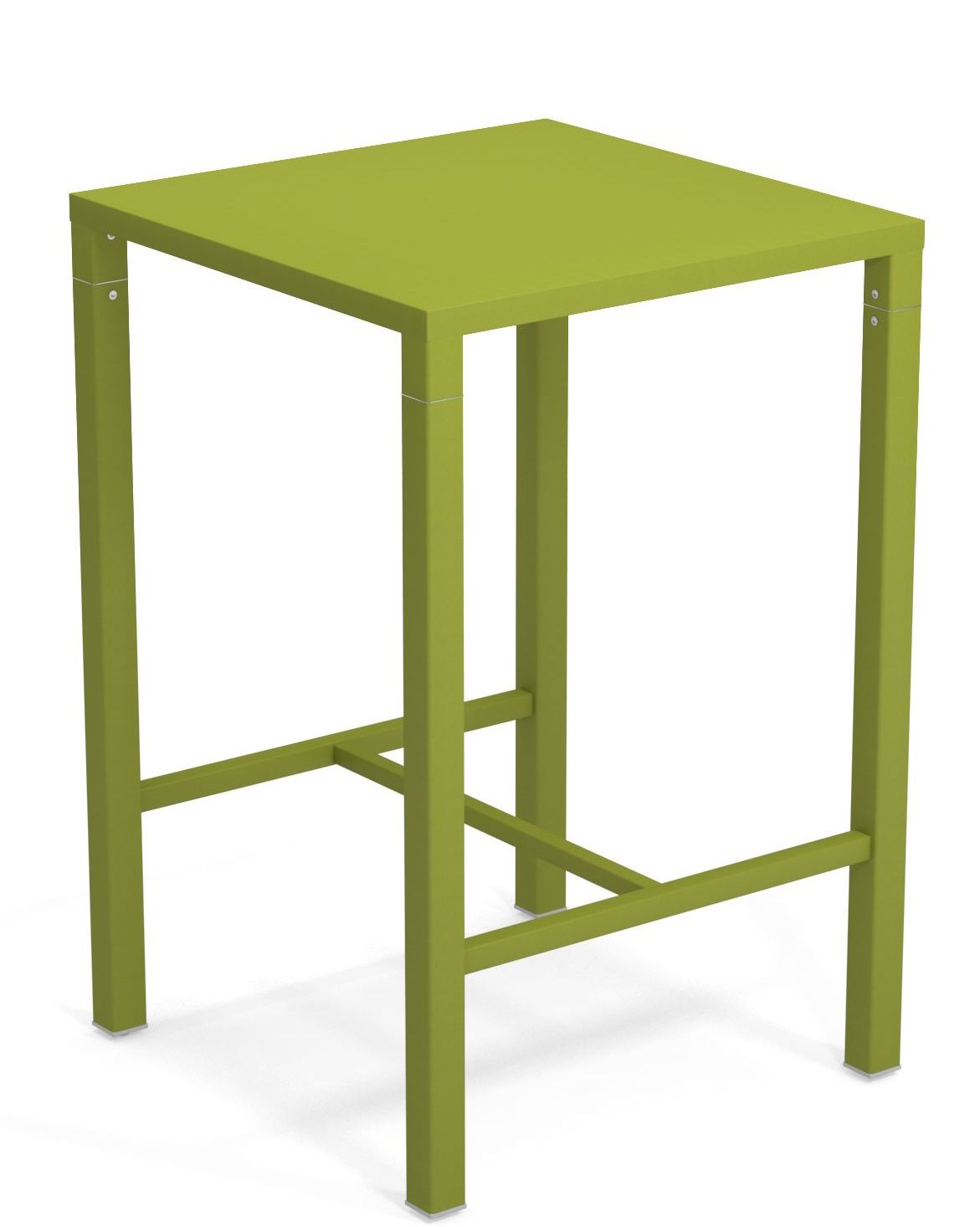 Grüner Nova Hochtisch von Emu für den Außenbereich, quadratische Tischplatte und minimalistisches Design.