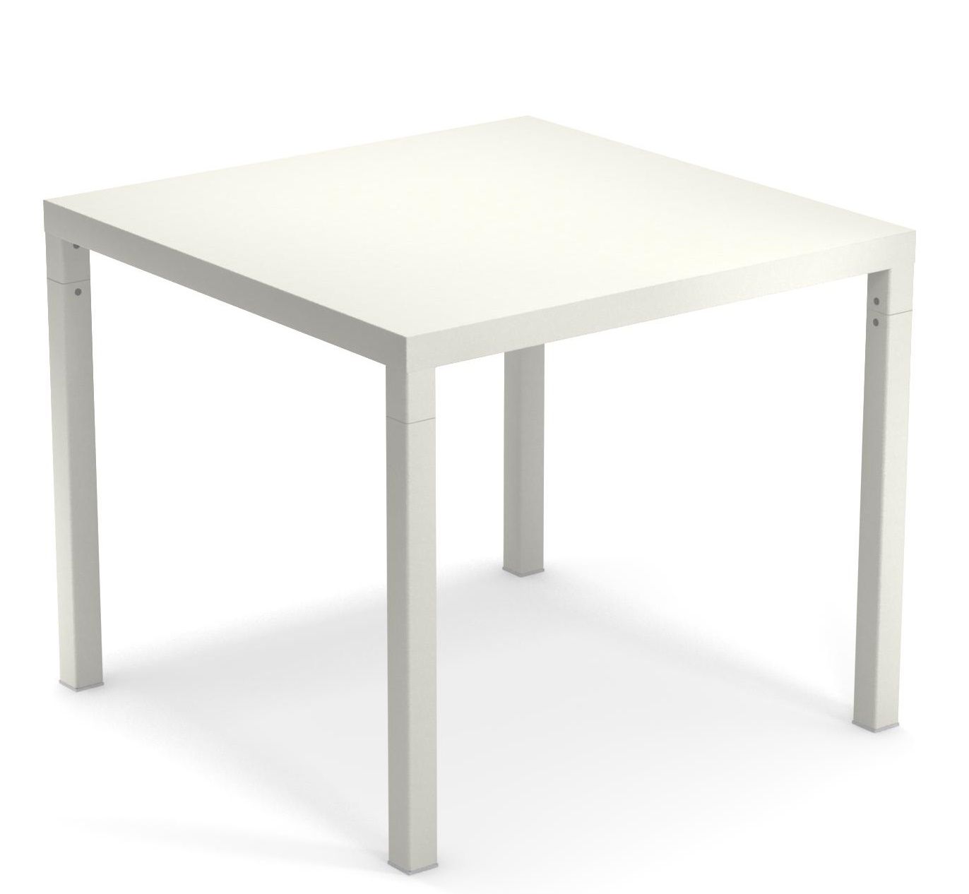 Quadratischer, weißer Nova Tisch von Emu für den Außenbereich, ideal für Garten, Terrasse oder Balkon.