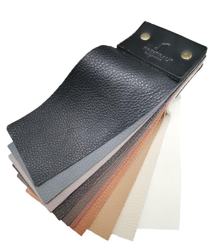 Ledermuster Orient von Freifrau Manufaktur: Farbpalette mit verschiedenen Ledertexturen und Farbtönen.
