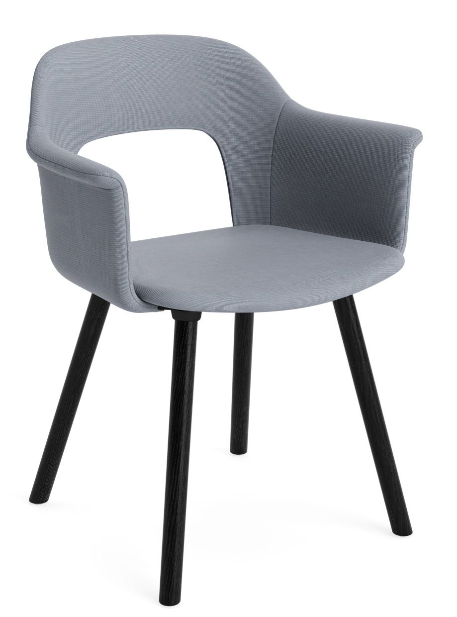Layout Armchair 224 von Hay, grauer Armlehnstuhl mit schwarzem Holzgestell, moderner Design Stuhl.