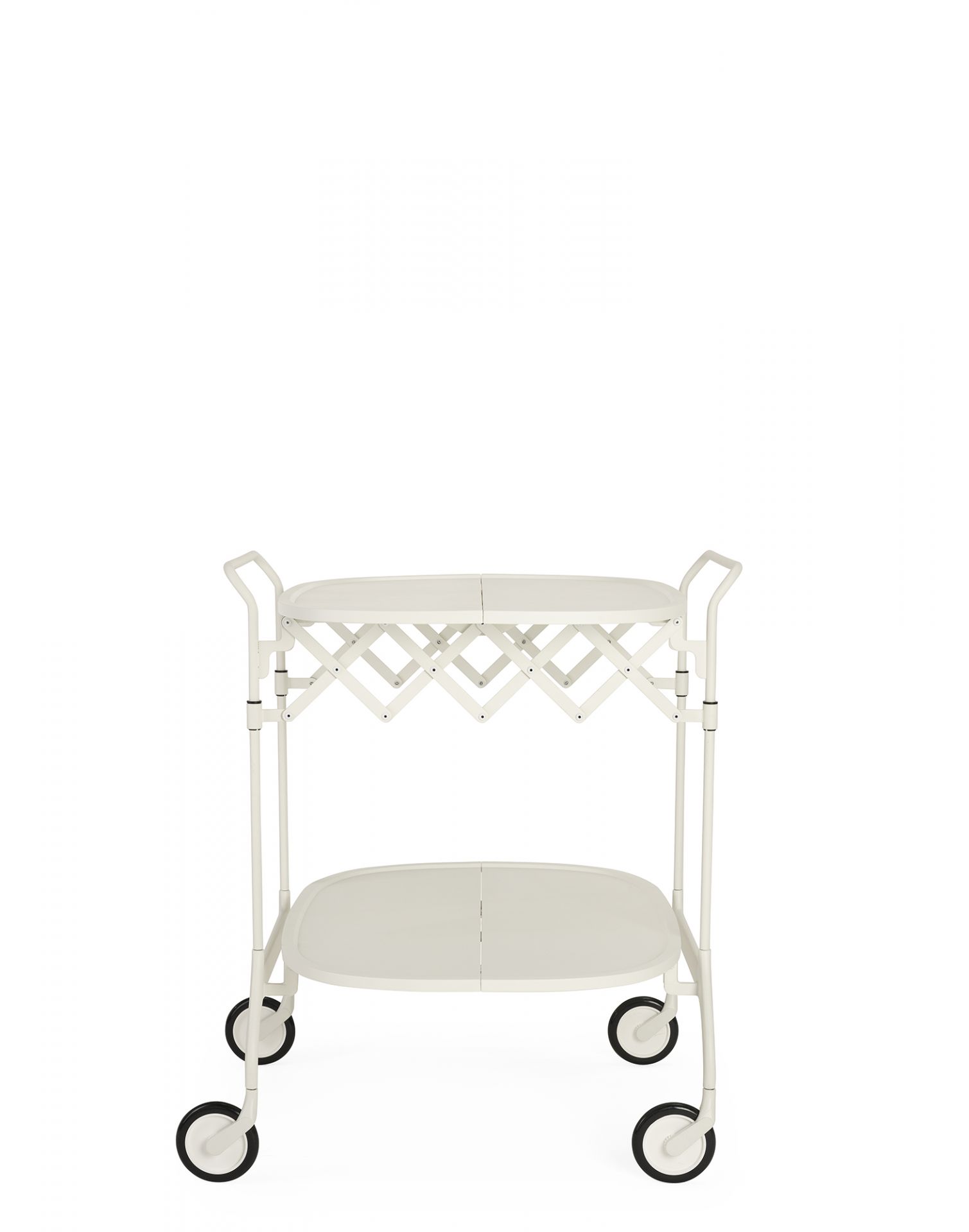 Gastone Servierwagen von Kartell, matt, mit zwei Ablageflächen und Rollen. Moderner Beistelltisch.