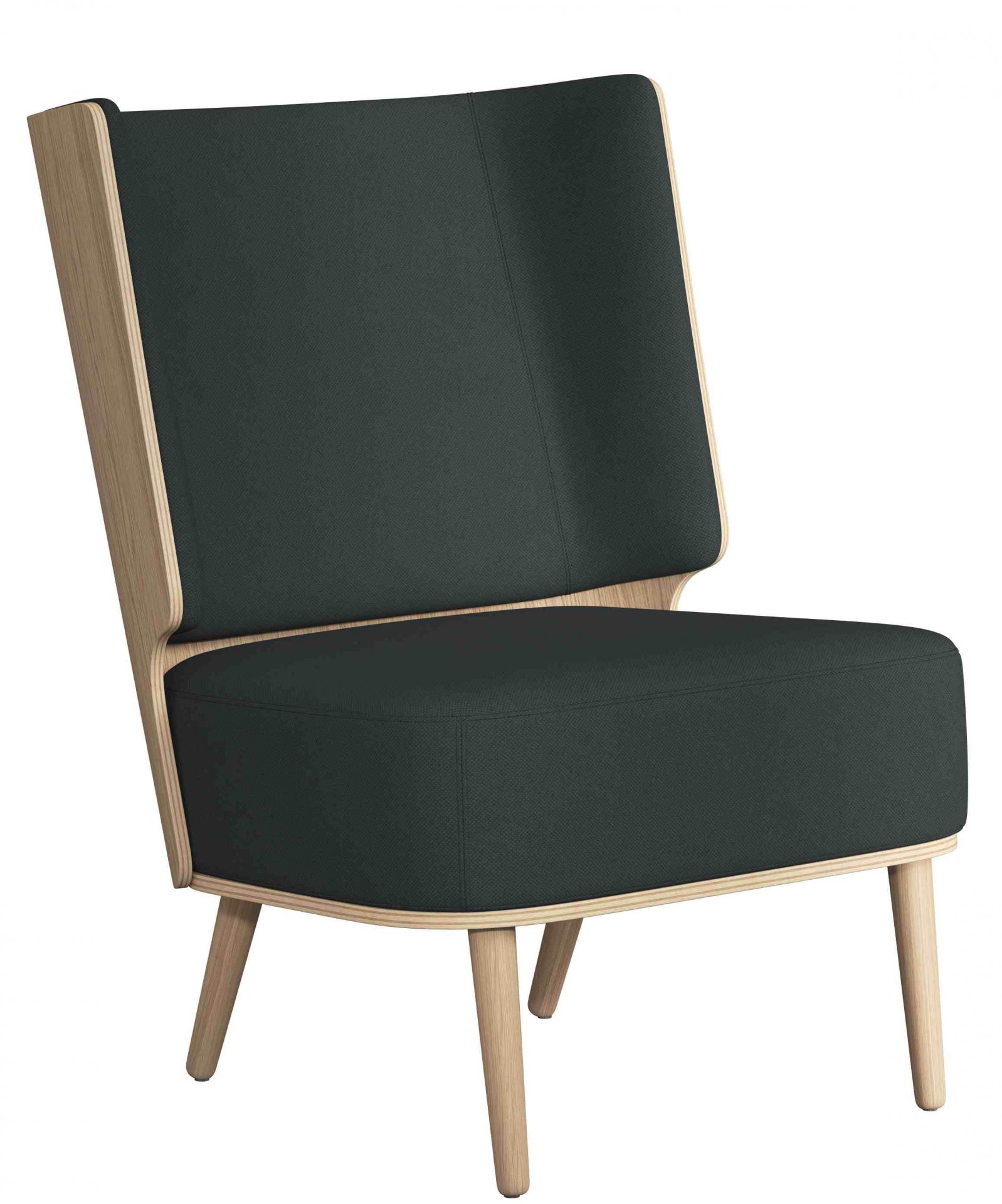 Serena Lounge Chair Sessel mit Eiche Gestell und grauem Stoffbezug. Moderner Sessel für Wohnzimmer.