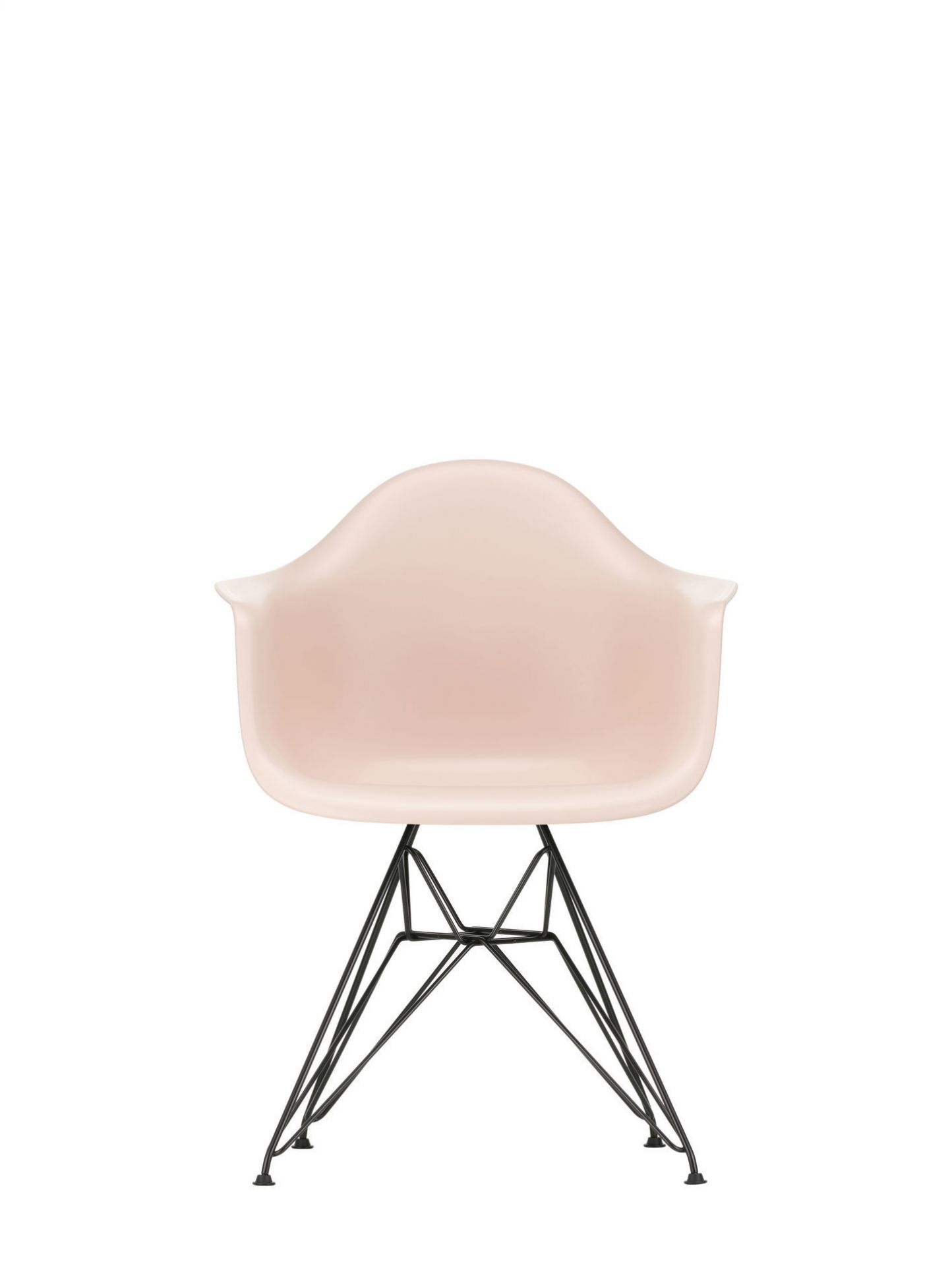 Eames Plastic Arm Chair DAR Stuhl von Vitra in Tiefschwarz, Frontansicht.