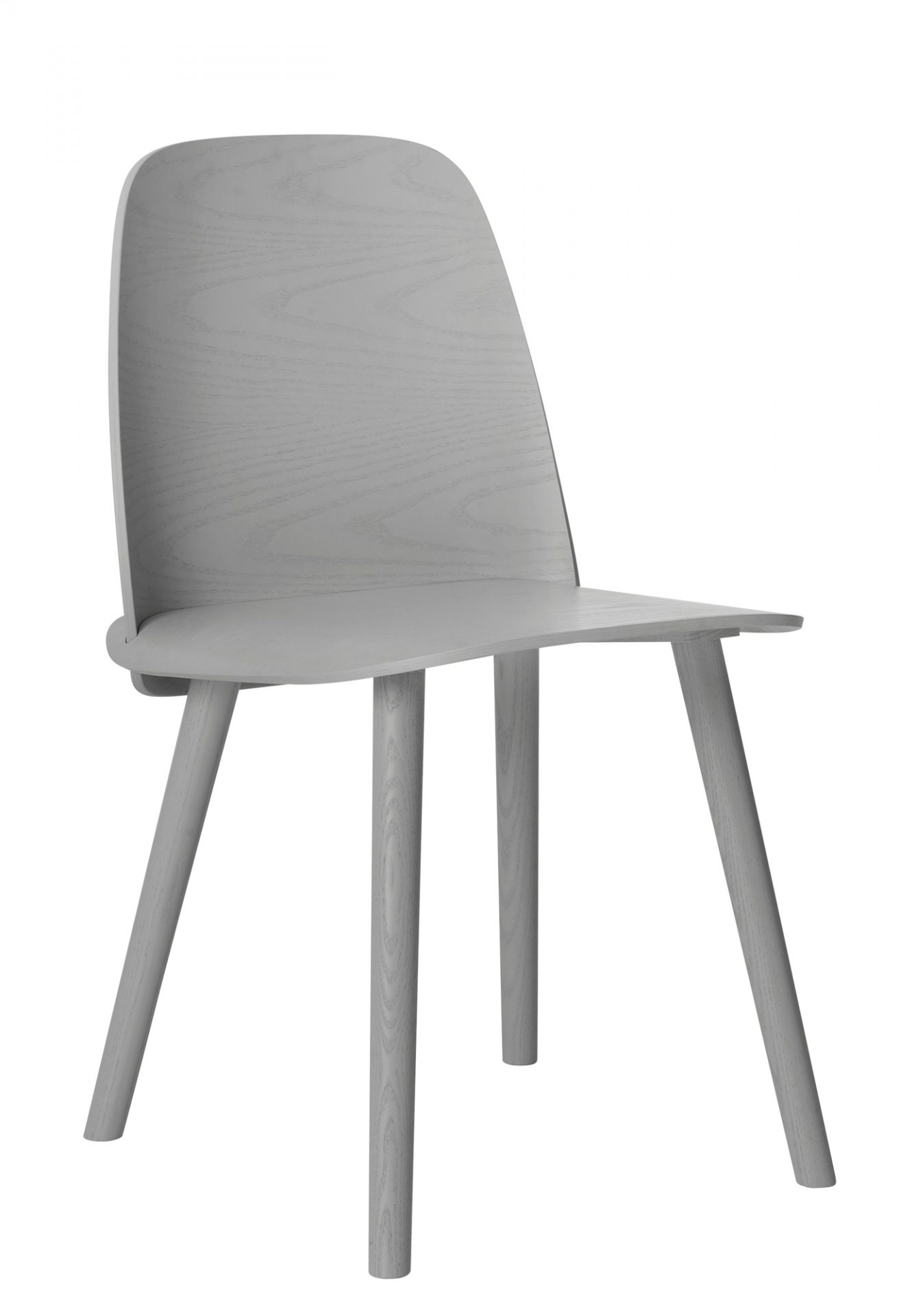 Muuto Nerd Chair Stuhl aus Eschenholz, hellgrau, modernes skandinavisches Design für Esszimmer und Büro.