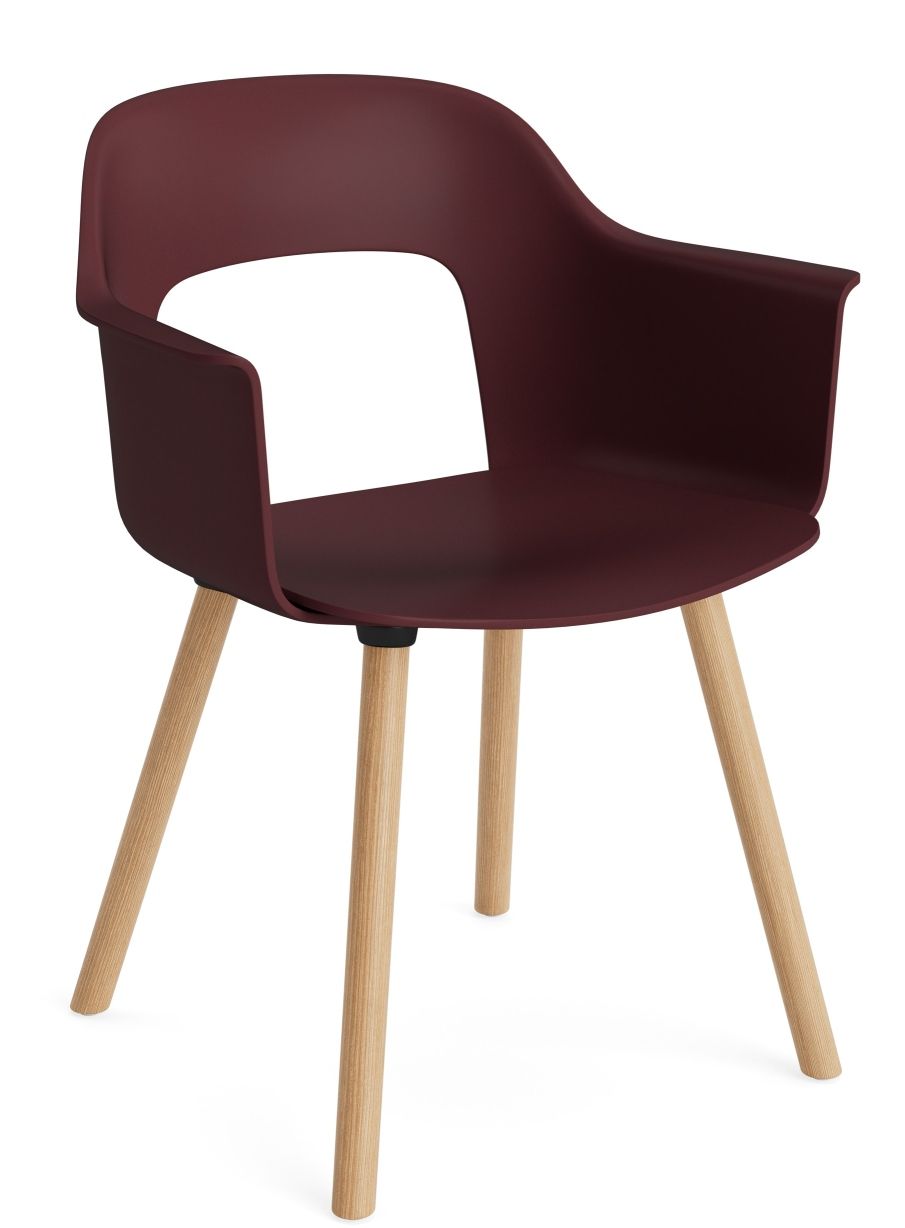 Burgunderroter Hay Armlehnstuhl Layout Armchair 221 mit Holzbeinen, moderner Design Stuhl für Esszimmer und Wohnbereich.