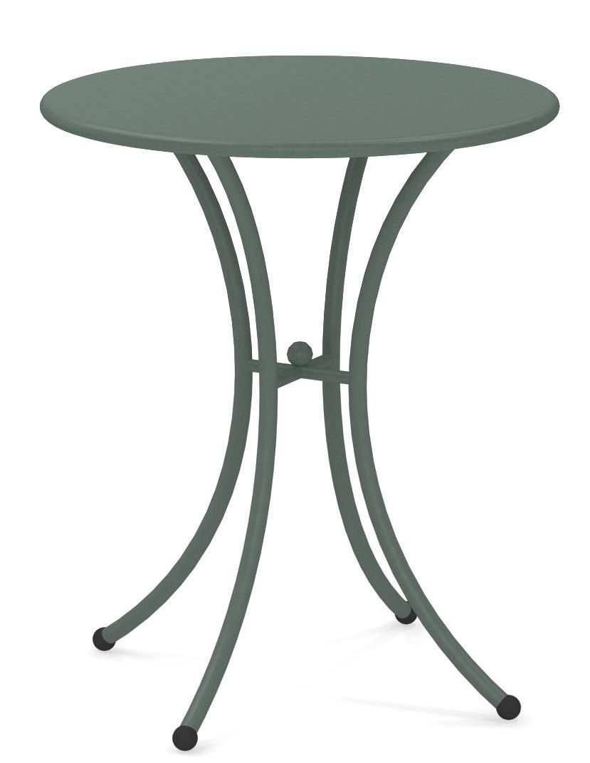 Pigalle Tisch rund Outdoor Emu, grüner Gartentisch mit filigranem Metallgestell für Terrasse und Balkon.