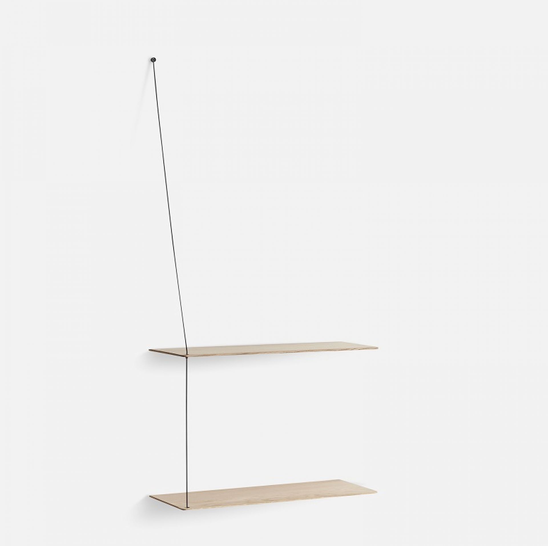 Stedge wandplank, breedte 60 cm, Woud-eiken, wit gepigmenteerd