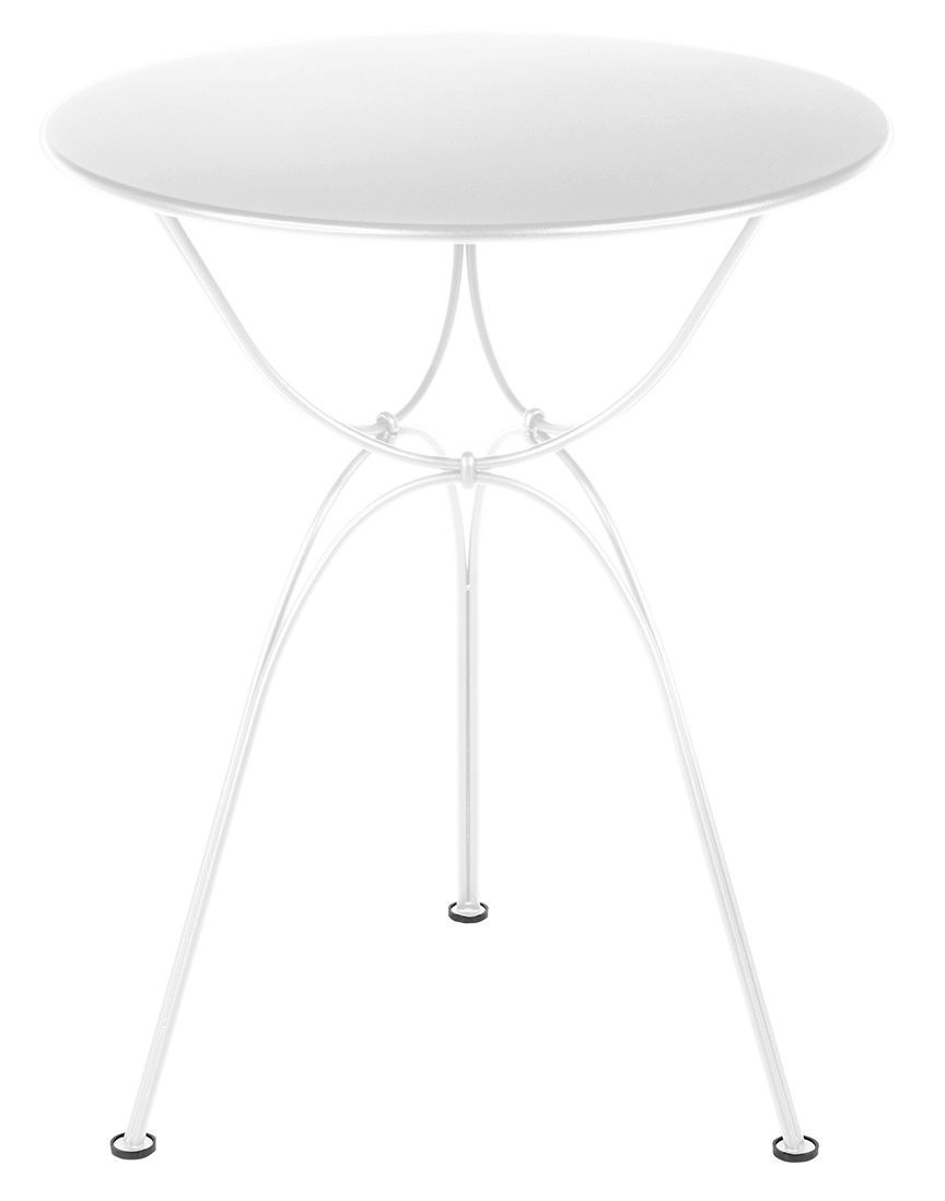 Weißer Airloop Tisch Ø 60 cm von Fermob für den Außenbereich, minimalistisches Design mit filigranem Stahlgestell.