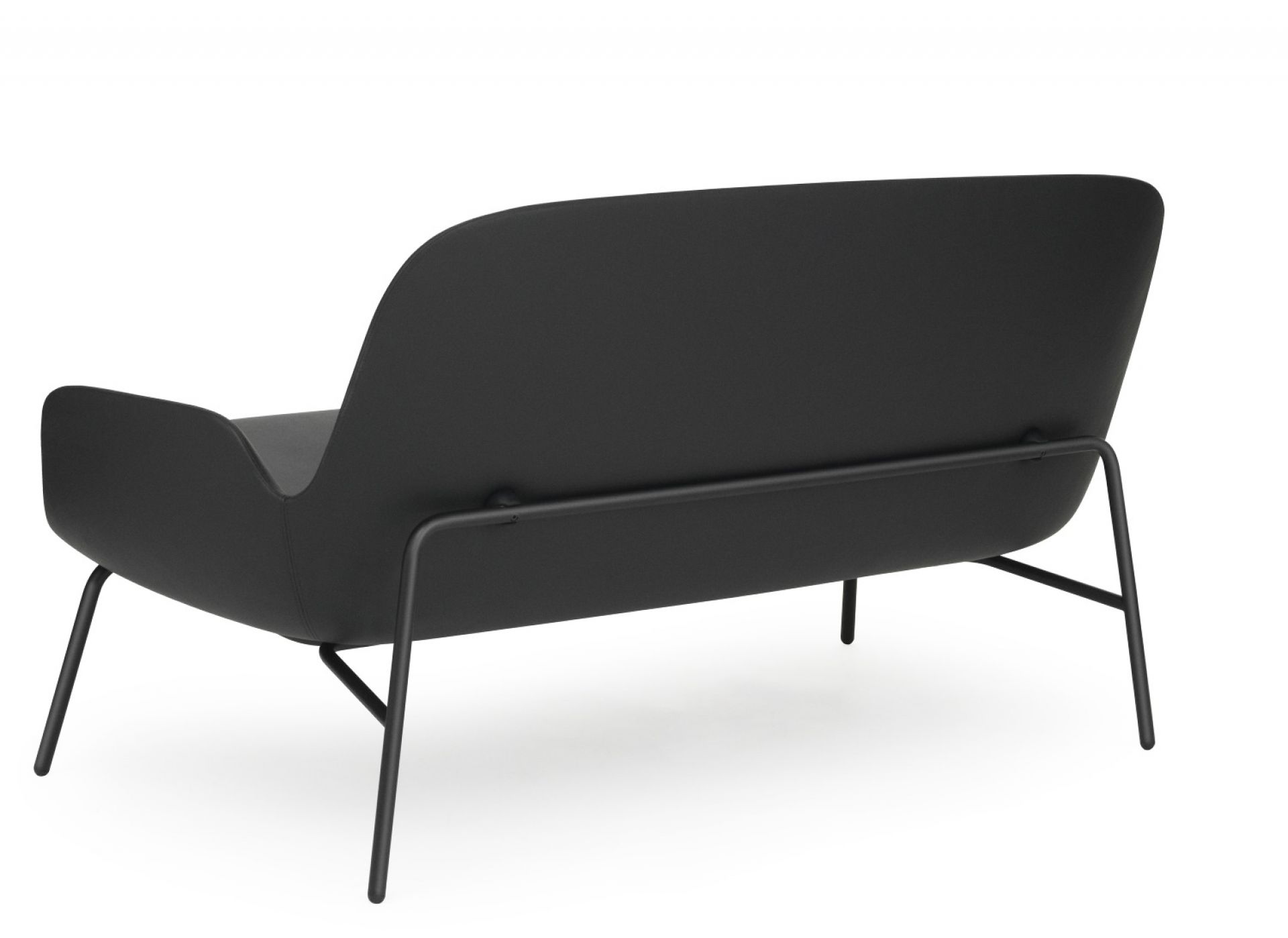 Schwarzes Era Sofa von Normann Copenhagen, Rückansicht mit minimalistischem Design und filigranem Metallgestell.