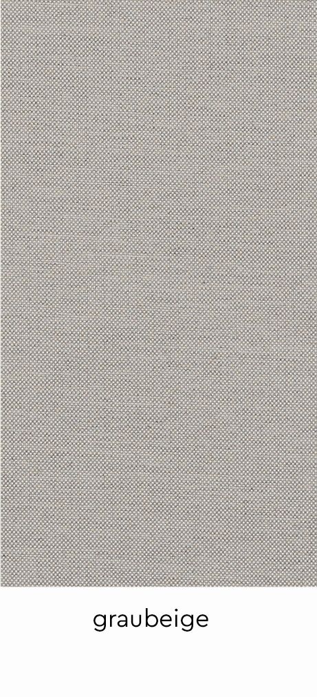 Detailaufnahme des beigegrauen Conmoto Tension Sitzkissen-Stoffes für Wangenbank, Textur und Farbe.