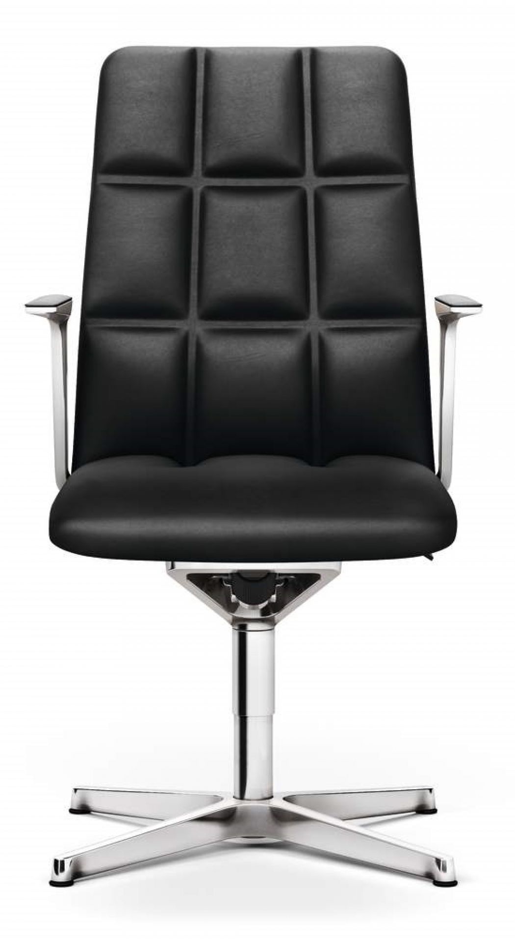 Leadchair Management Bürostuhl von Walter Knoll mit schwarzem Lederbezug und Aluminiumfußkreuz.