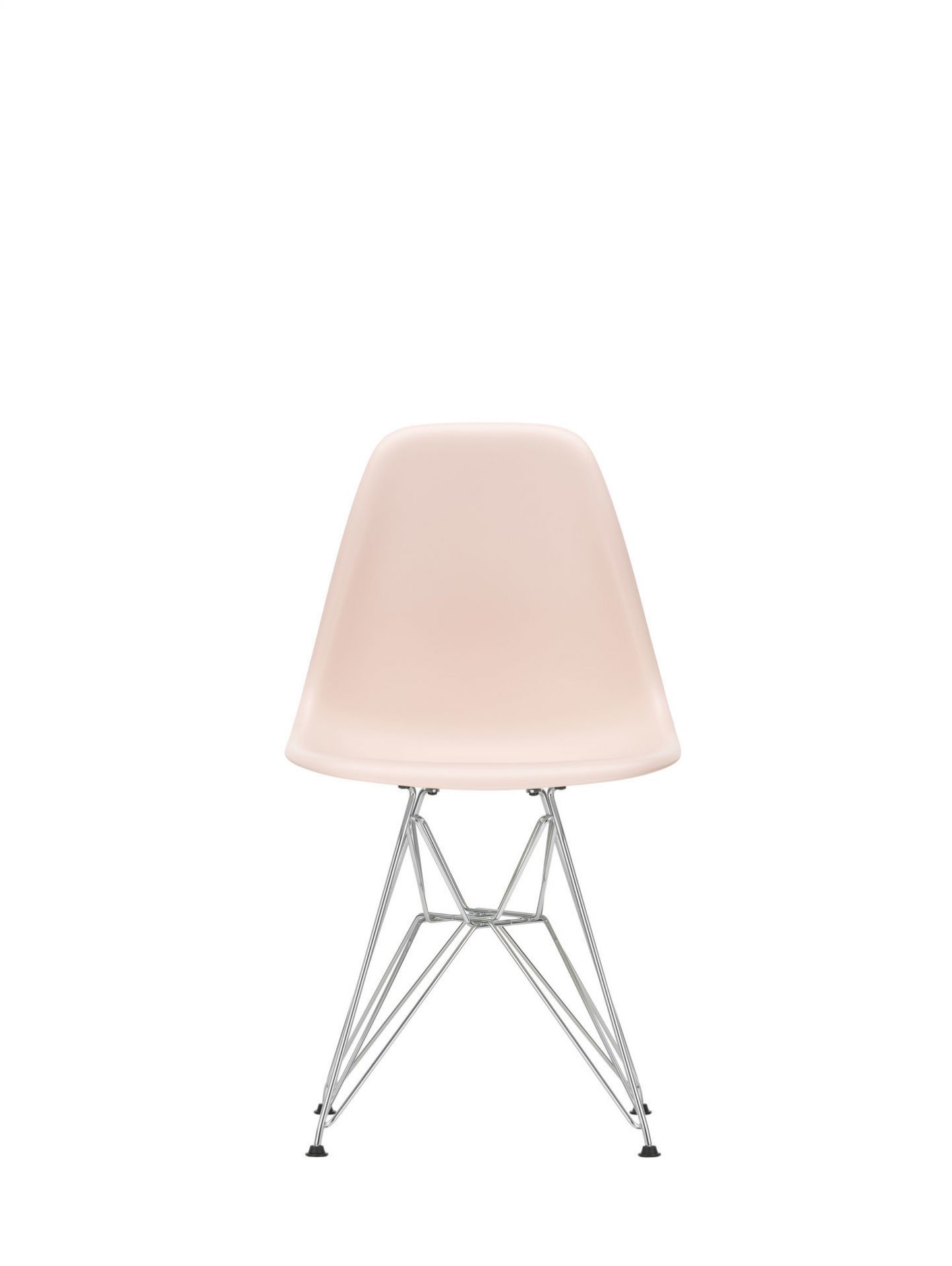 Eames Plastic Side Chair DSR, Vitra Stuhl in Rost-Orange mit verchromtem Eiffelturm-Gestell.