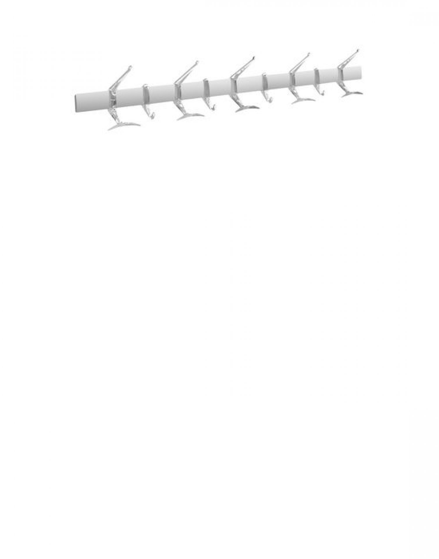 Weiße Hanger Wandgarderobe von Kartell mit mehreren Haken an einer horizontalen Stange für Jacken.