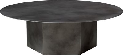 Epic Couchtisch Stahl von Gubi: Runder, moderner Couchtisch mit dunkler Stahlplatte und Sockel.