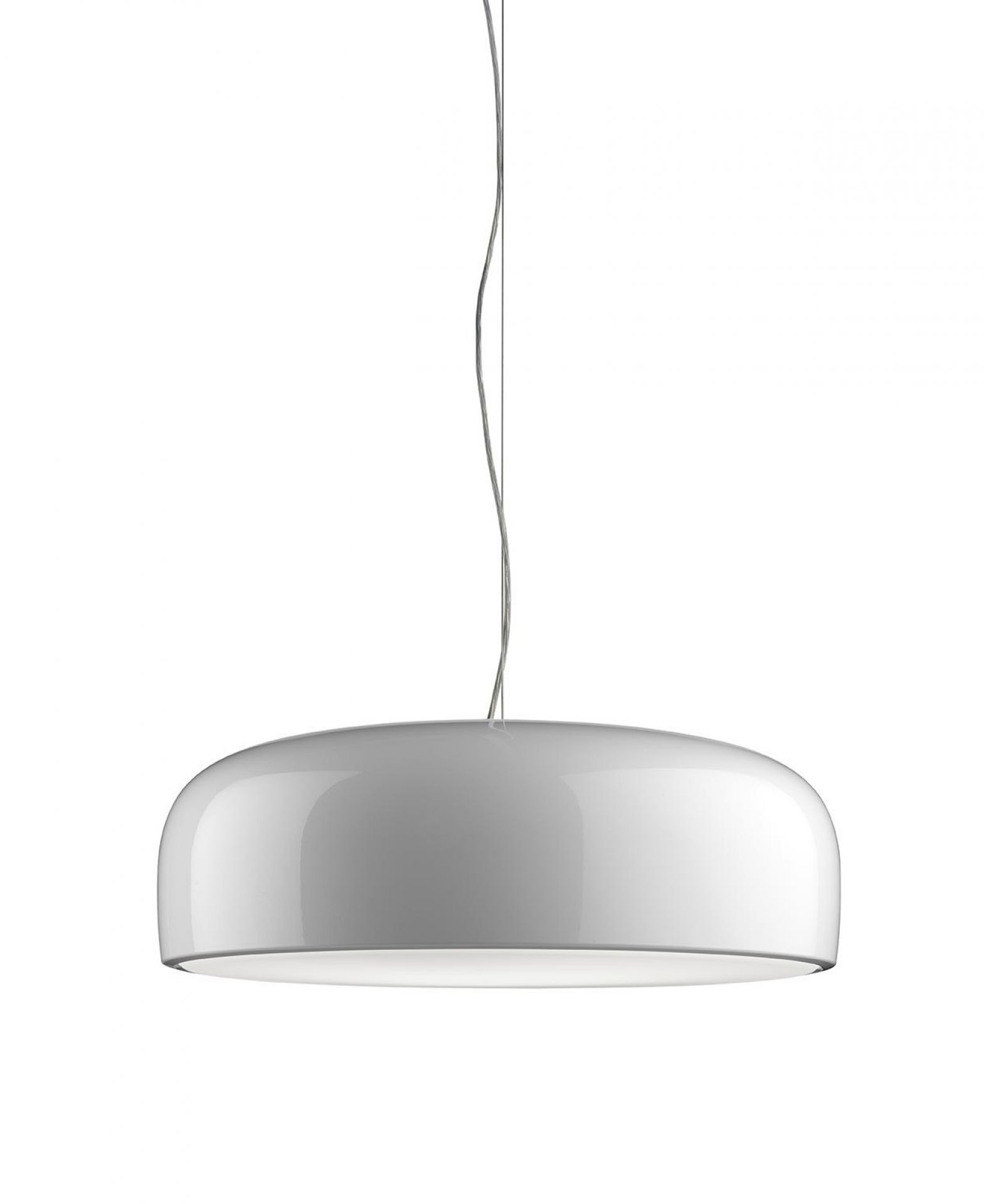 Weiße Smithfield Pendelleuchte von Flos, moderne Hängelampe für Wohnzimmer und Esszimmer.