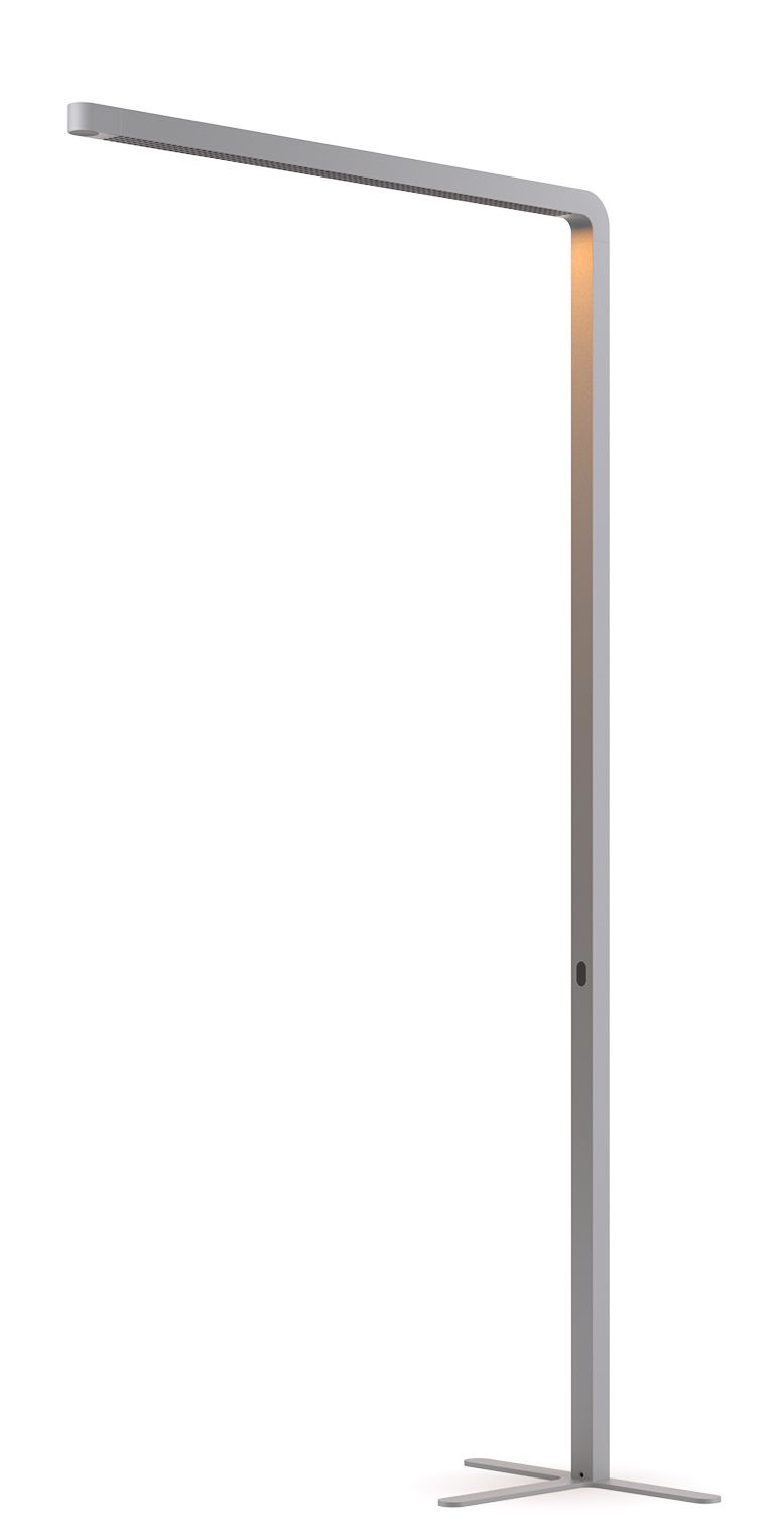 Moderne, graue Team Agile Stehleuchte mit LED-Licht und minimalistischem Design für Büro und Wohnraum.