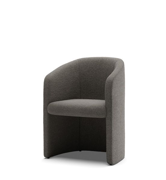 Grauer Covent Club Sessel von New Works, moderner Loungesessel mit Bouclé-Bezug für Wohnzimmer und Büro.