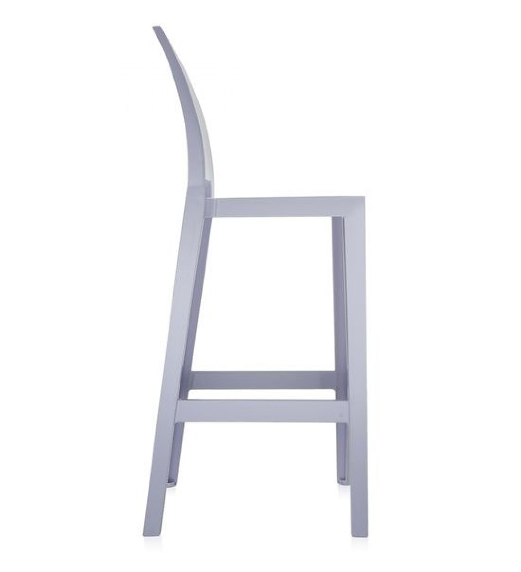 One More Barhocker von Kartell, hellgrau, modernes Design, Seitenansicht für Esszimmer und Küche.