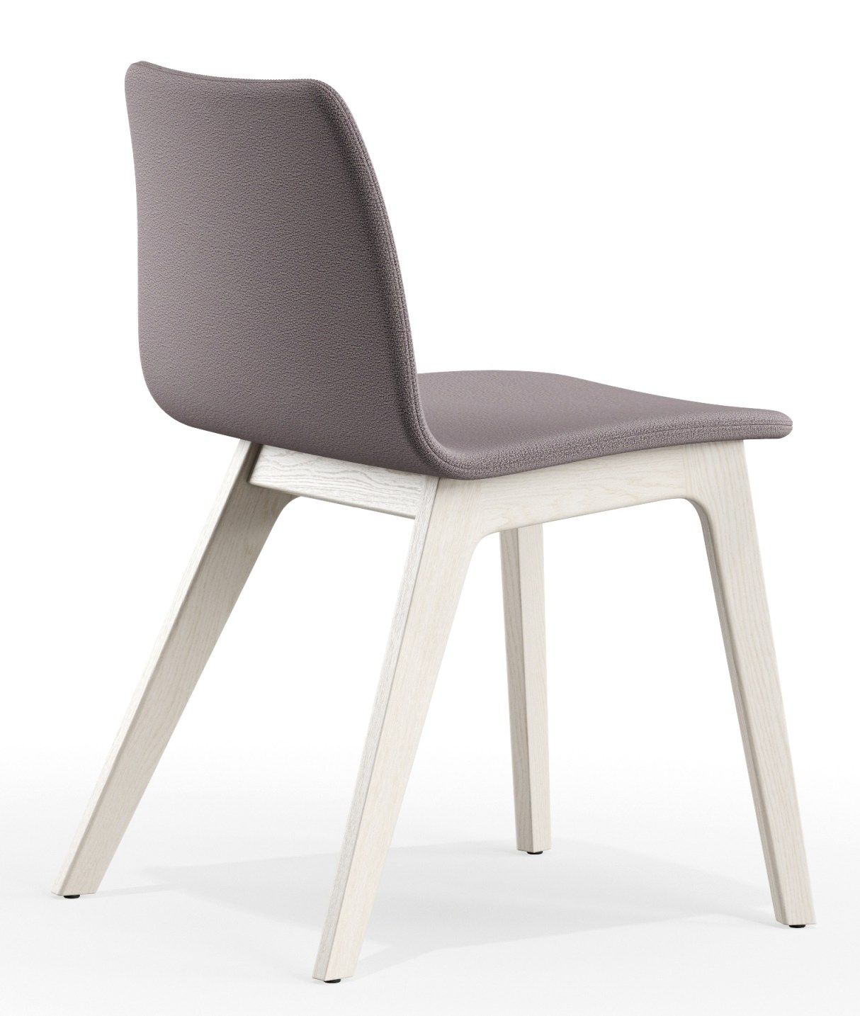 Morph Plus Stuhl mit Holzgestell und grauem, vollgepolstertem Sitz und Rückenlehne von Zeitraum, Rückansicht.