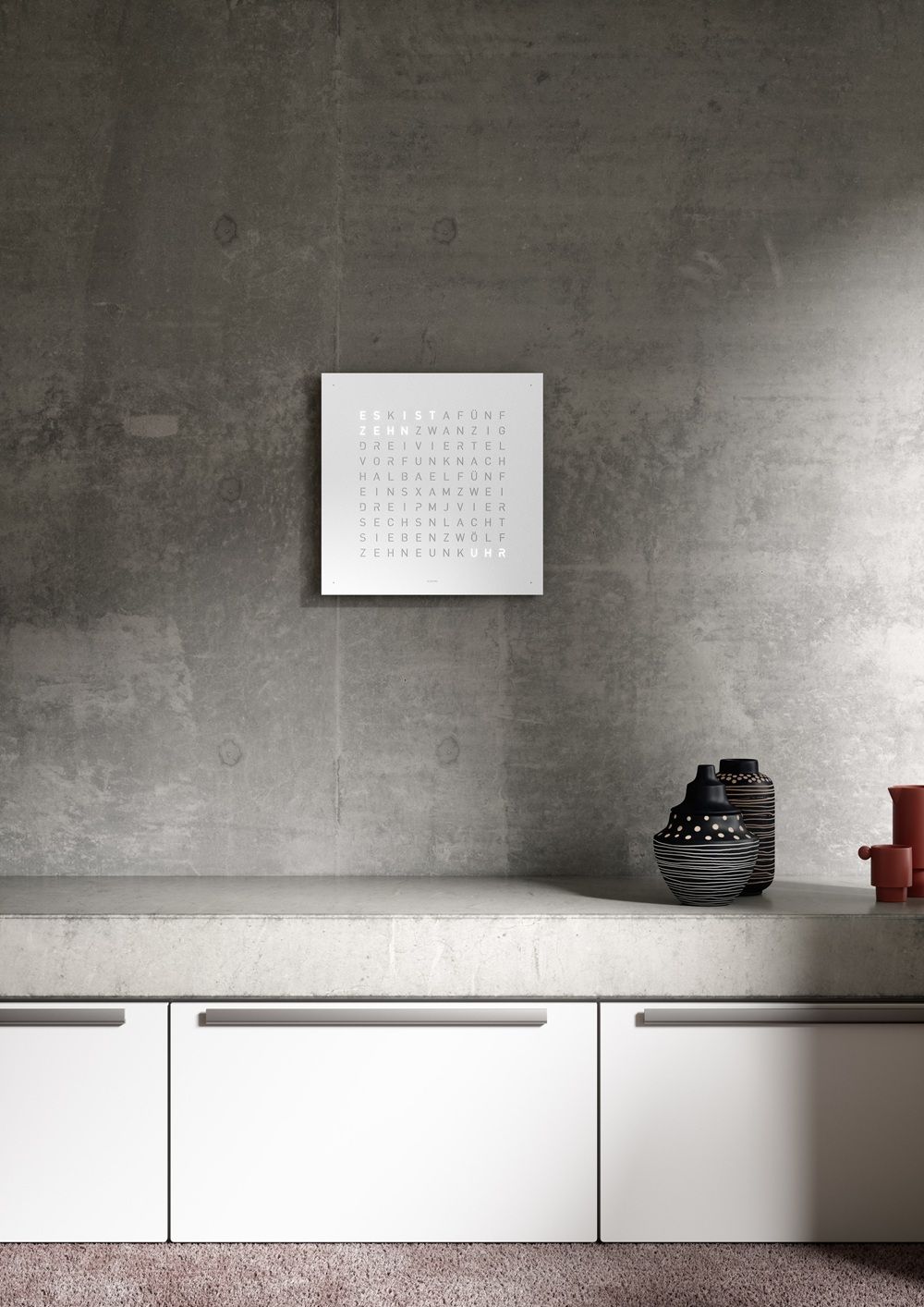 Earth 45 Steel Series Wandklok / Tijdsobject Duits QLOCKTWO