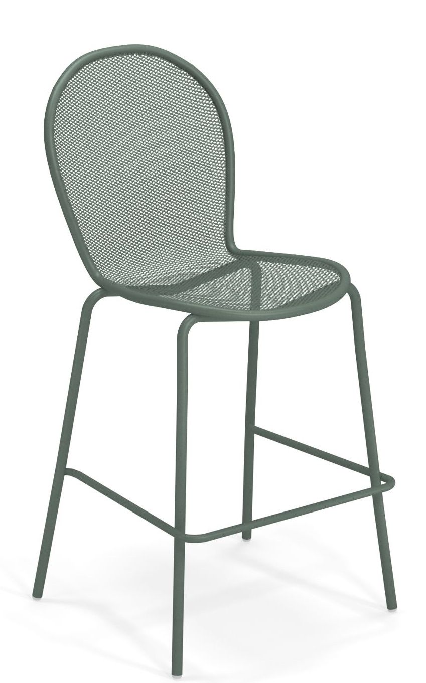 Emu Ronda Barhocker aus olivgrünem Metallgeflecht, modernes Design für den Außenbereich und die Bar.