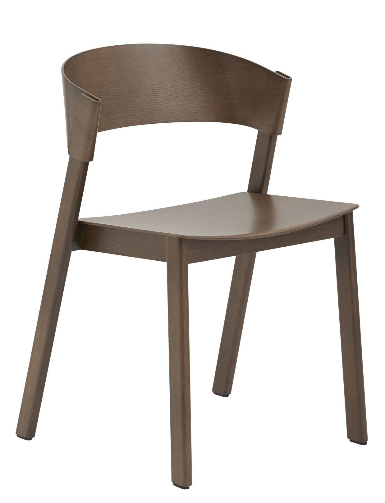 Muuto Cover Side Chair Stuhl aus Holz in Braun, skandinavisches Design für Esszimmer und Wohnbereich.