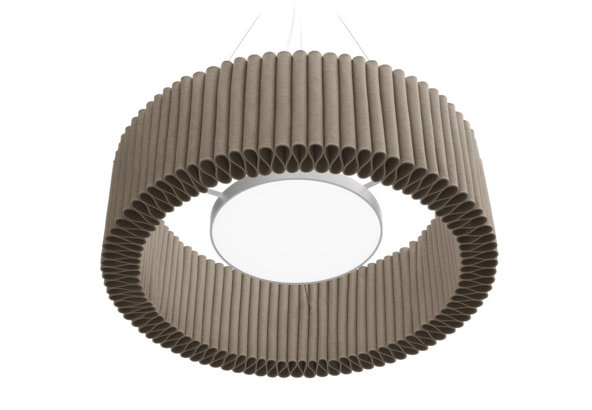 Beige Welle Deckenleuchte von HEY-SIGN, Filzlampe mit runder LED-Beleuchtung und Aufhängung.