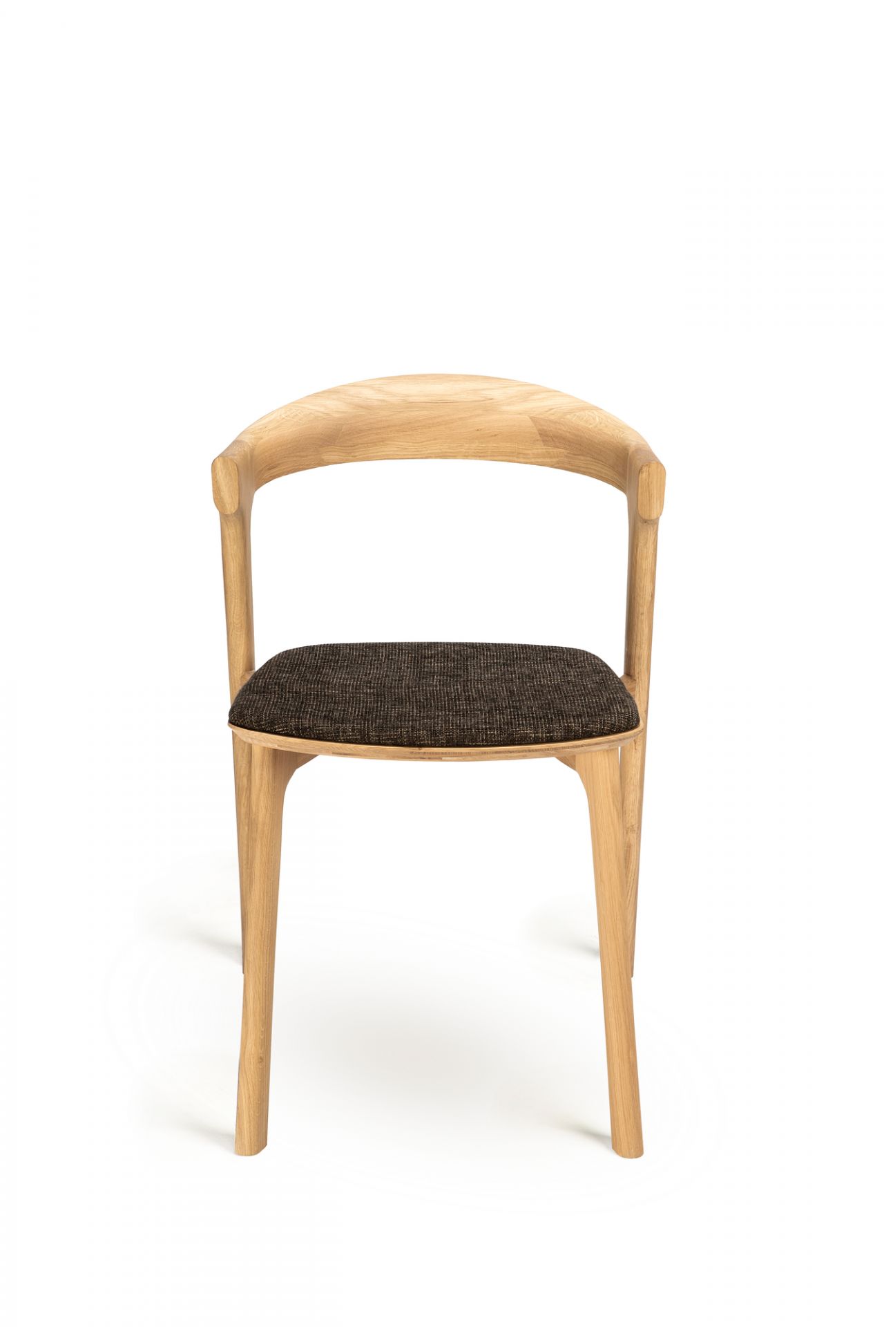 Bok Stuhl aus Eiche mit dunkelbraunem Sitzkissen, moderner Holzstuhl für Esszimmer.