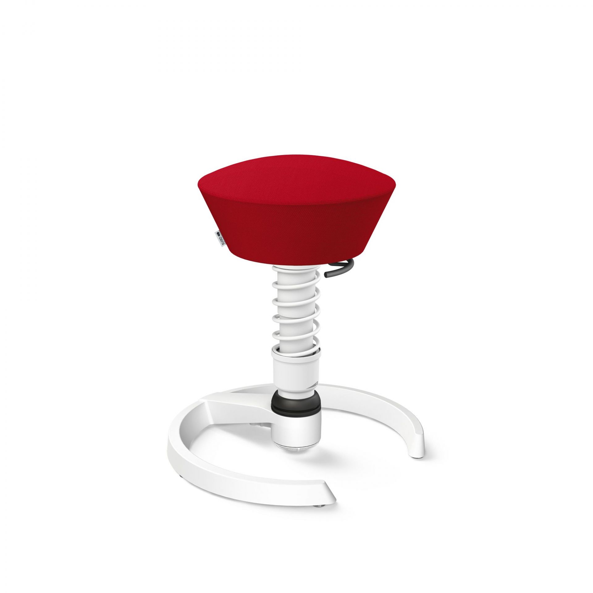 Aeris Swopper Bürostuhl in Rot mit weißem Fußkreuz und Feder für ergonomisches Sitzen.