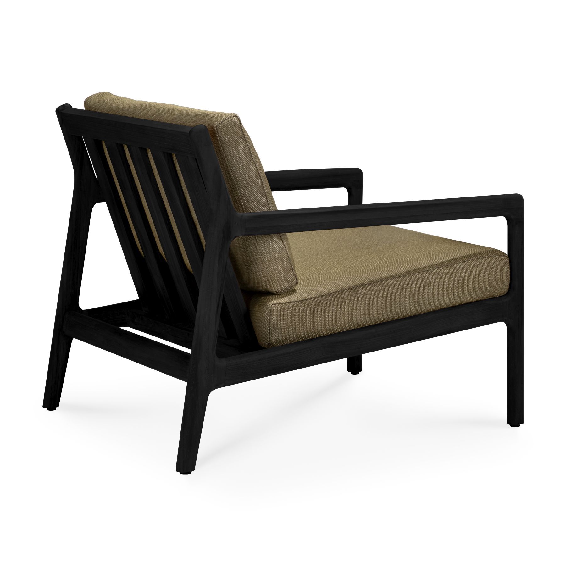 Jack Outdoor-loungestoel, teak, zwart gelakt, groene stof, Ethnicraft