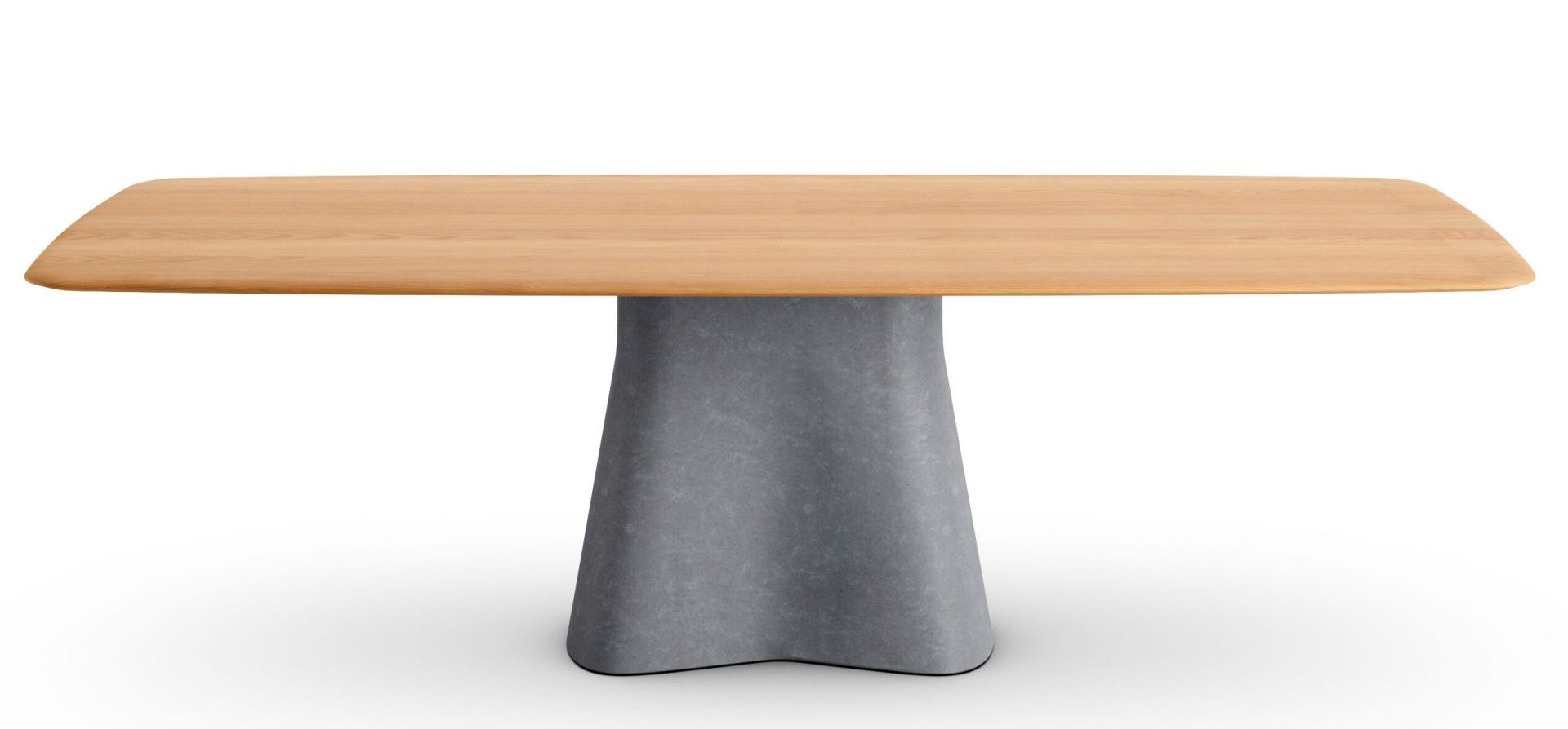 Temno Esstisch von Walter Knoll mit heller Holzplatte und grauem Betonfuß, modernes Design.