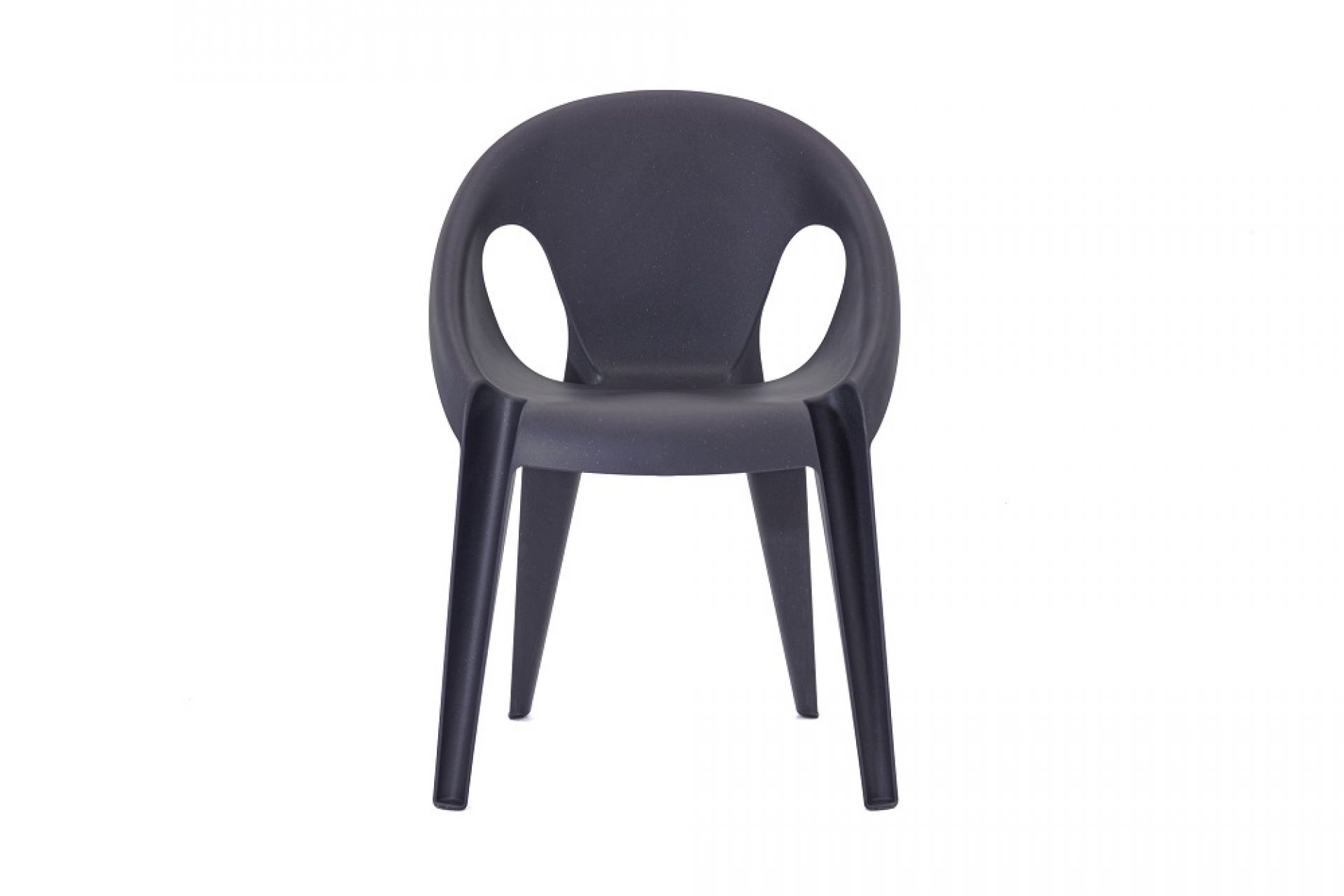 Schwarzer Bell Chair von Magis, ein stapelbarer Stuhl für drinnen und draußen mit Armlehnen.