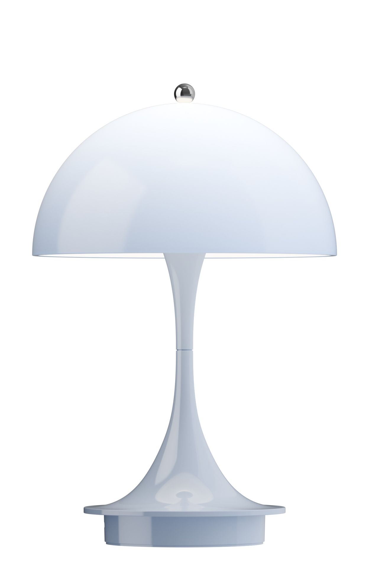 Panthella Tischleuchte in Opal Blau: Akku LED Lampe für Innen und Außen.
