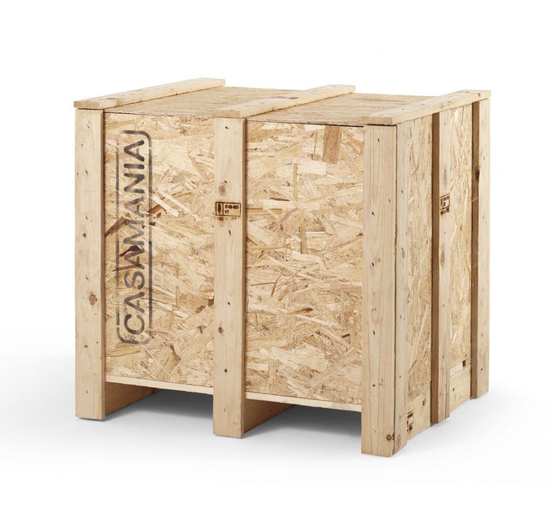 Casamania Horm Chariot Servierwagen in Transportverpackung aus Holz, Detailansicht der Kiste.