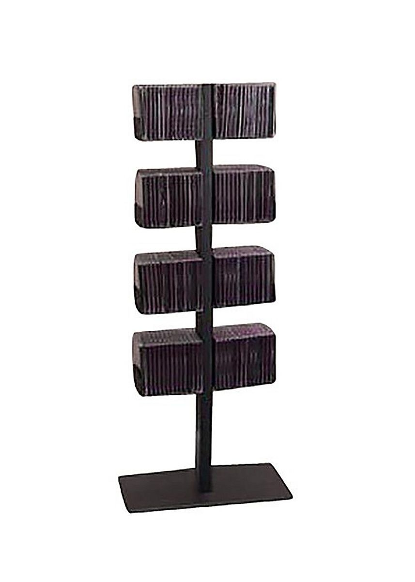 Schwarzer CD-Baum / DVD-Baum mit vier Ablageflächen für CDs oder DVDs. Regal zur Aufbewahrung.