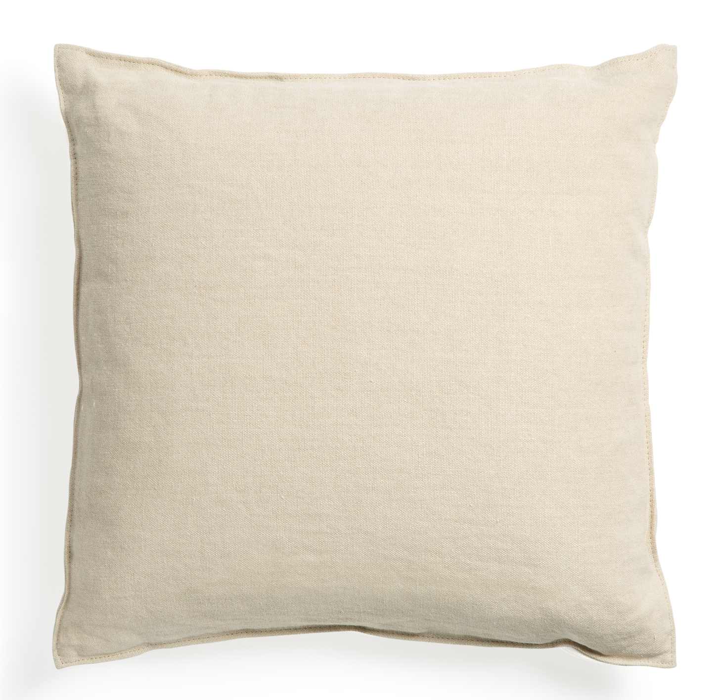 Beiges, quadratisches Leinenkissen (50x50 cm) von Ethnicraft. Dekokissen für Sofa, Bett und Wohnzimmer.