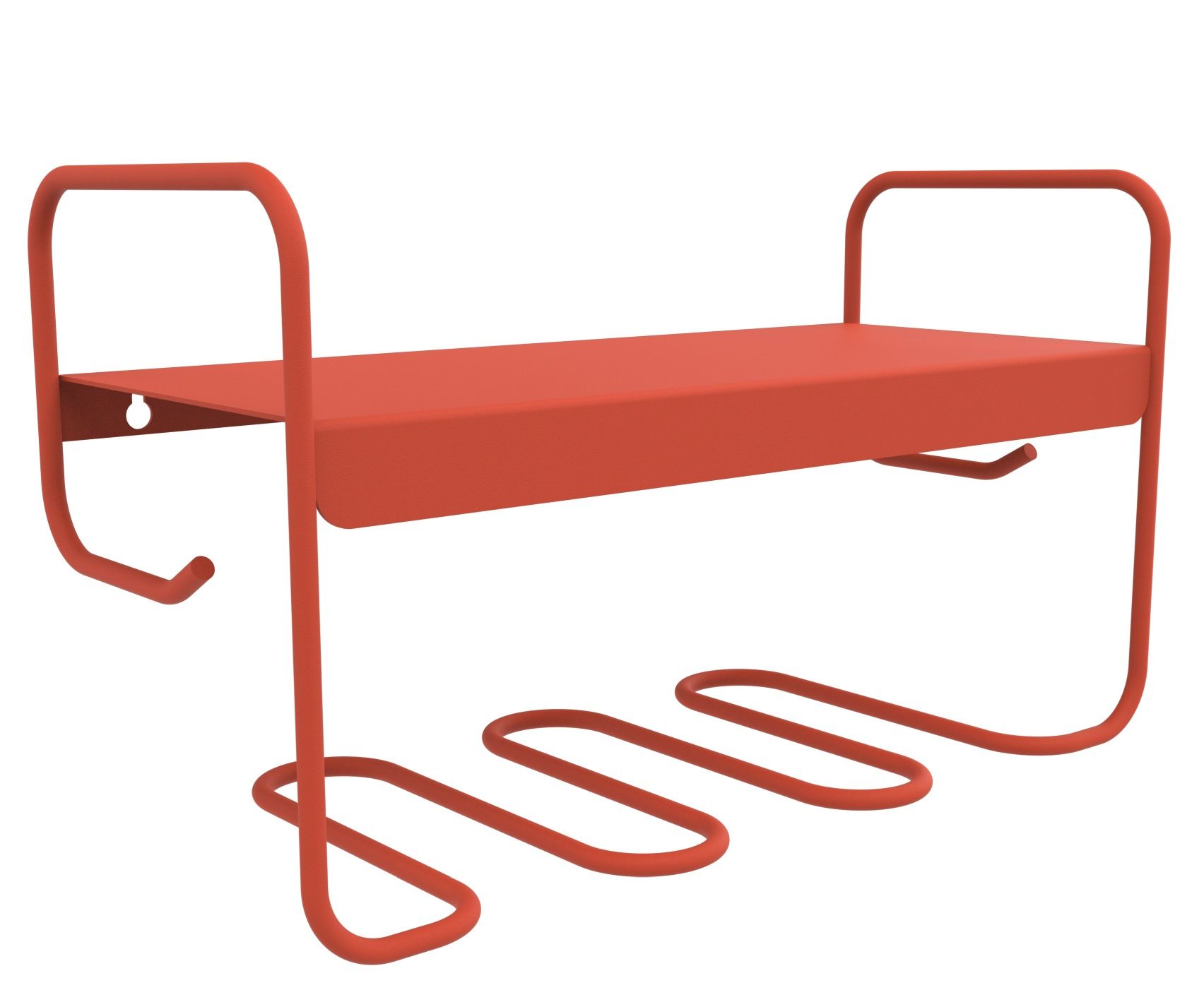 Rotes Picolino Wandregal von Fermob für Innen- und Außenbereiche, modernes Design mit Ablagefläche und Handtuchhalter.