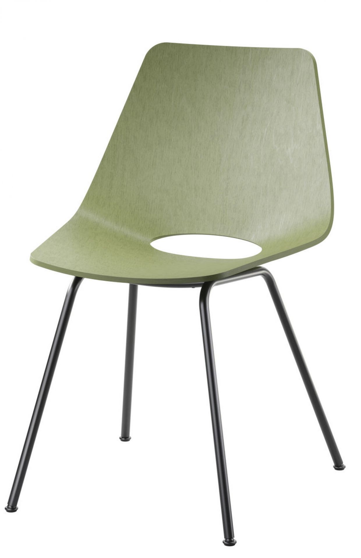 S 661 Stahlrohrstuhl Thonet in Olivgrün mit schwarzem Stahlrohrgestell, moderner Designstuhl für Esszimmer und Büro.