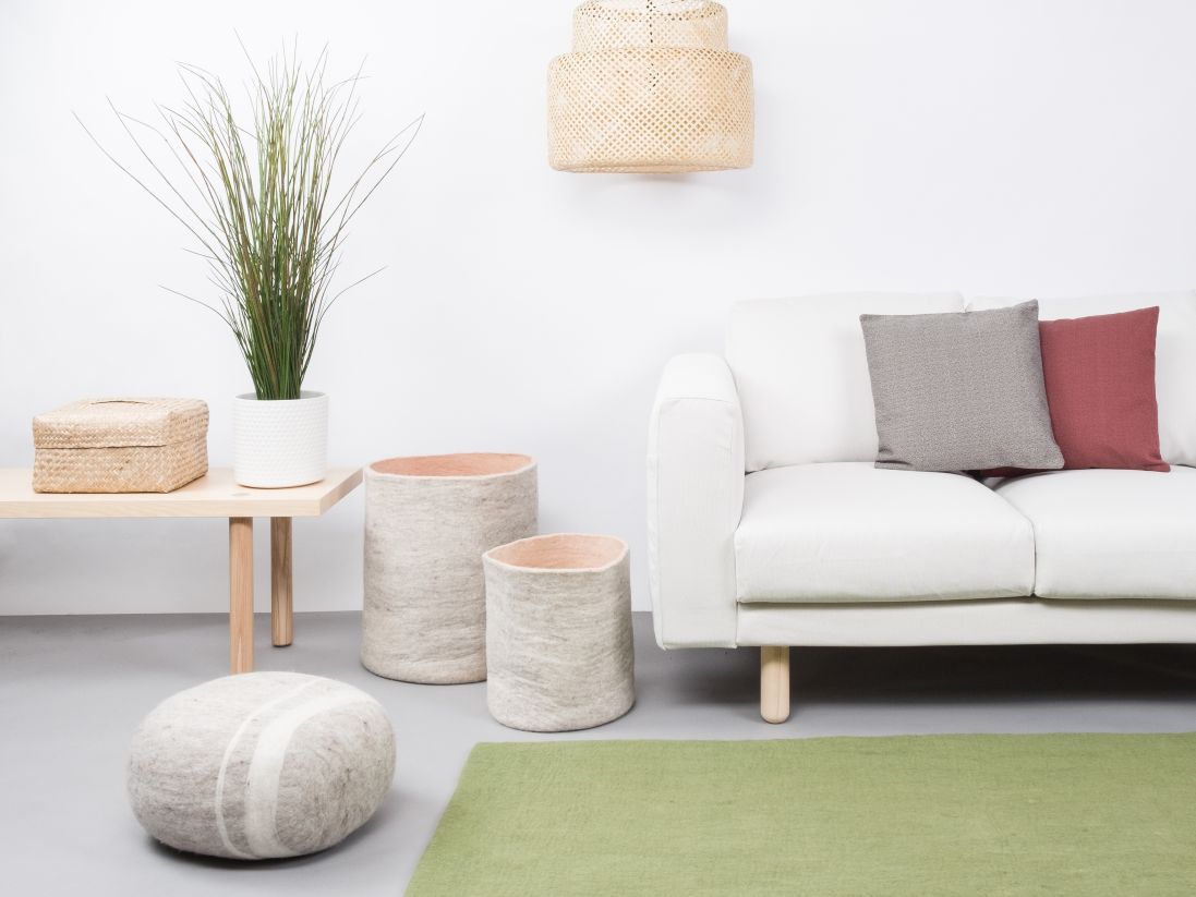 Mono rechthoekig viltkleed 160 x 230 cm myfelt Kaspar (groen)