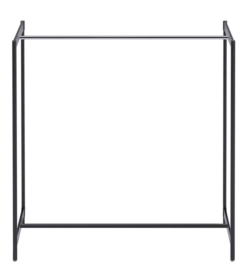Meeting Kleiderbügelständer von Rexite, minimalistischer Garderobenständer aus schwarzem Metall mit einer silbernen Kleiderstange.