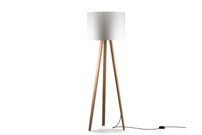 Luca Stand Stehleuchte von Maigrau: Geräucherte Eiche mit naturweißem Filz Lampenschirm. Moderne Stehlampe für Wohnzimmer.