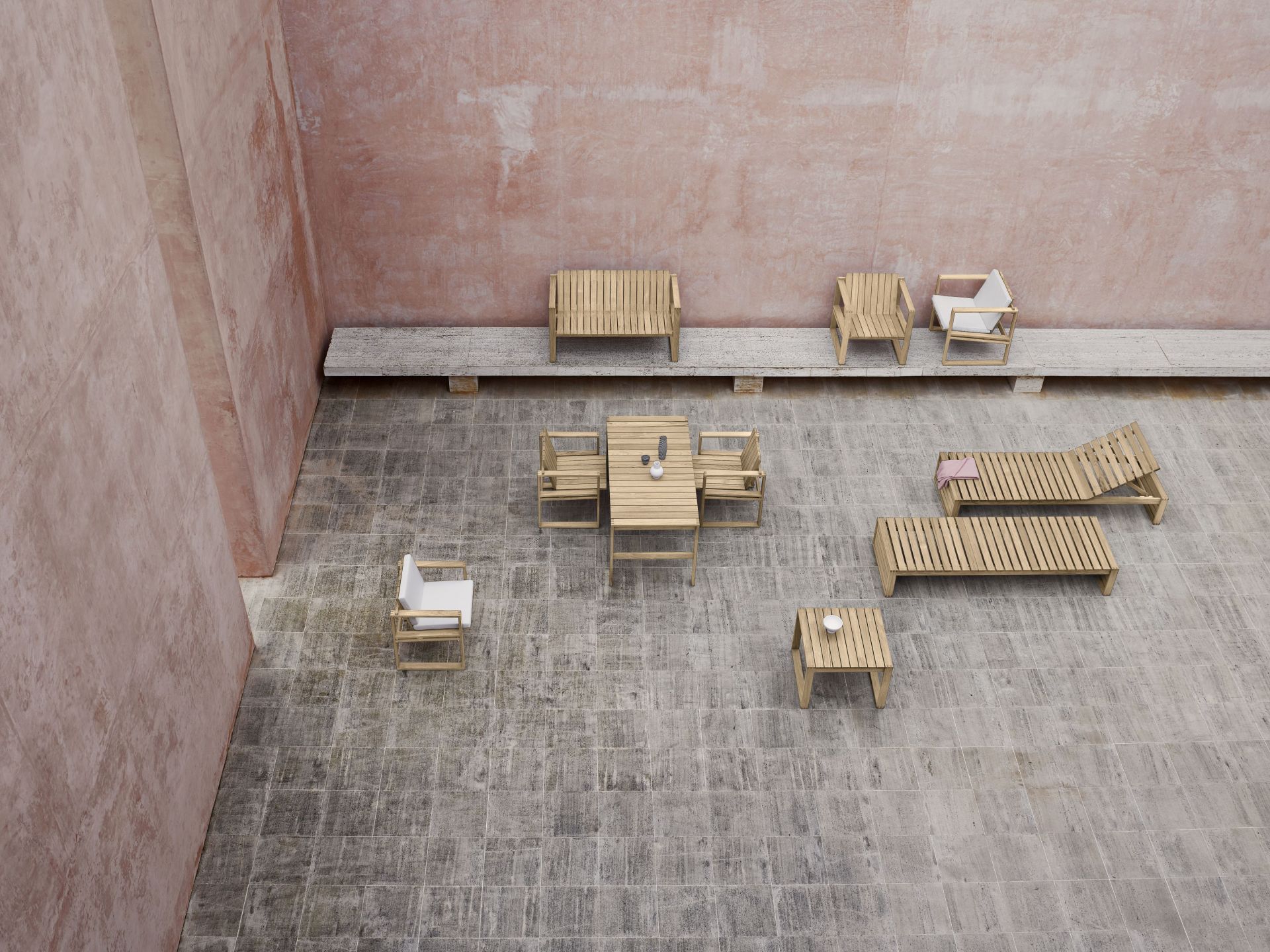 Bodil Kjaer Esstisch Outdoor von Carl Hansen & Søn mit Gartenmöbeln aus Teakholz.