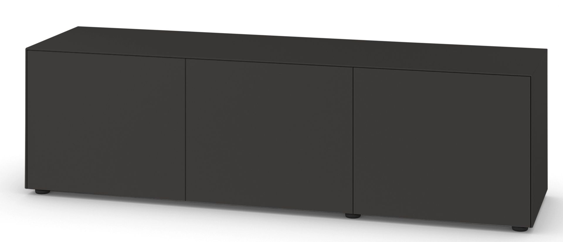 Dunkelgraues Nex Pur Box Board von Piure mit drei Türen und minimalistischem Design.